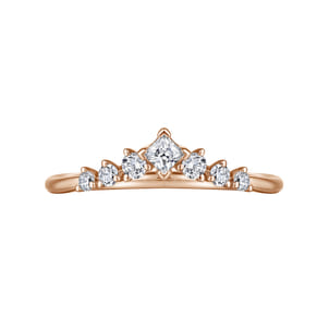 Raine - Curved 14K Rose Gold Princess Cut and Round Diamond Anniversary Band