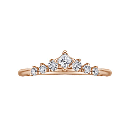 Raine - Curved 14K Rose Gold Princess Cut and Round Diamond Anniversary Band