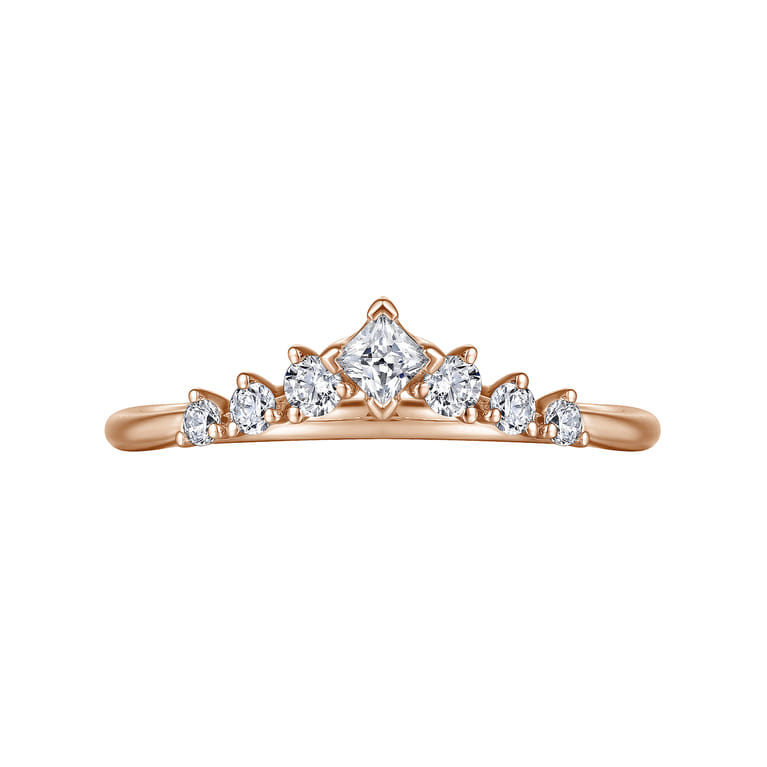 Curved Wedding Ring in 14k Rose Gold with  Natural Diamond at Gabriel & Co. - Shot 6