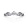 Curved Wedding Ring in 14k White Gold with Princess Cut Natural Diamond at Gabriel & Co.