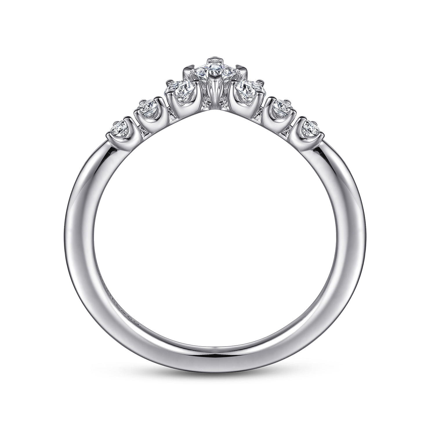 Curved Wedding Ring in 14k White Gold with Princess Cut Natural Diamond at Gabriel & Co. - Shot 2