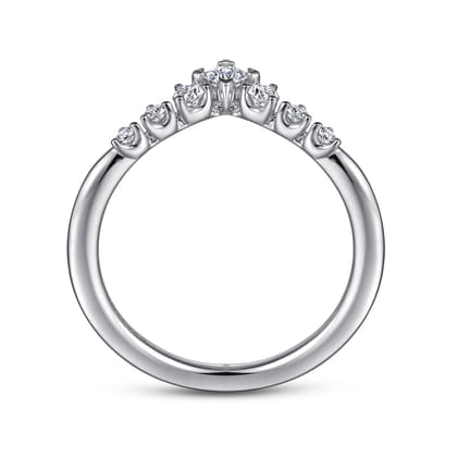 Raine - Curved 14K White Corner Prong Gold Princess Cut and Prong set Round Diamond Anniversary Band