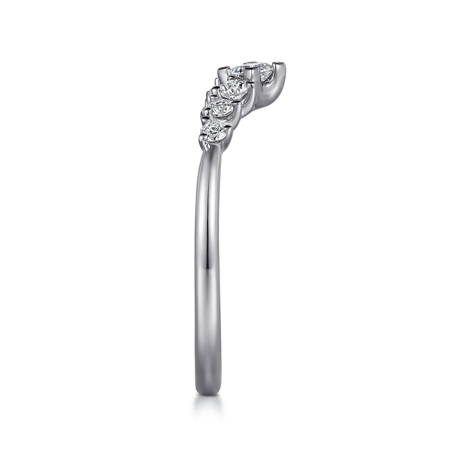 Curved Wedding Ring in 14k White Gold with Princess Cut Natural Diamond at Gabriel & Co. - Shot 4