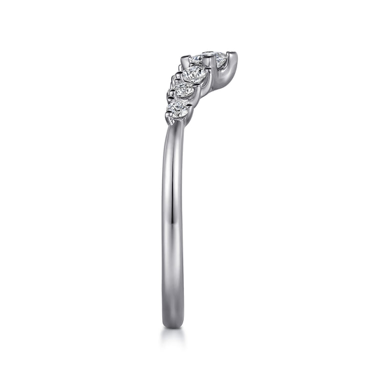Curved Wedding Ring in 14k White Gold with Princess Cut Natural Diamond at Gabriel & Co. - Shot 4