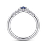 Curved Wedding Ring in 14k White Gold with Princess Cut Sapphire at Gabriel & Co.
