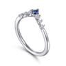 Curved Wedding Ring in 14k White Gold with Princess Cut Sapphire at Gabriel & Co.