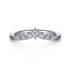 Raine - Curved 14K White Gold Princess Cut and Round Diamond Anniversary Band