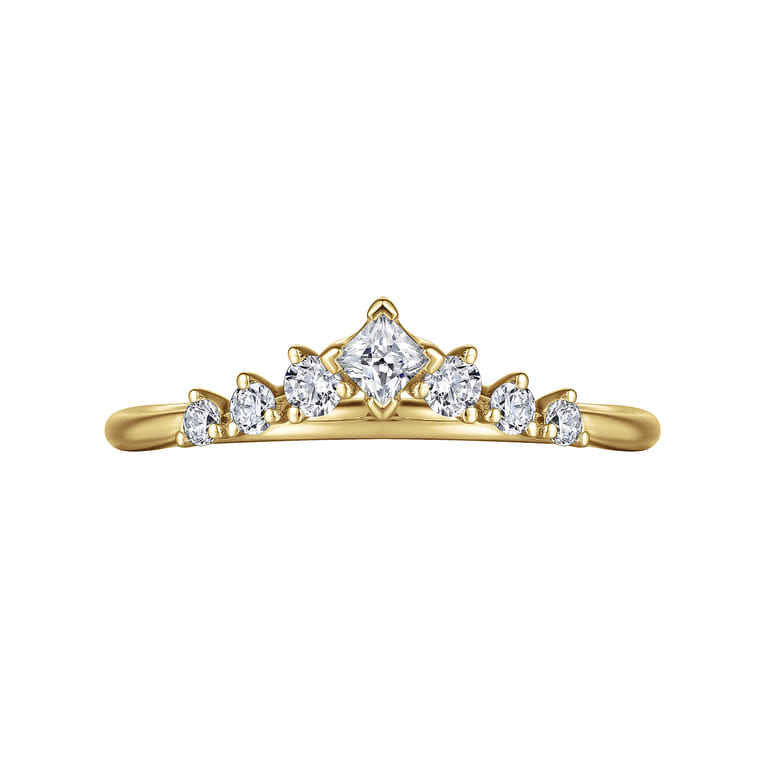 Curved Wedding Ring in 14k Yellow Gold with Round Natural Diamond at Gabriel & Co. - Shot 6