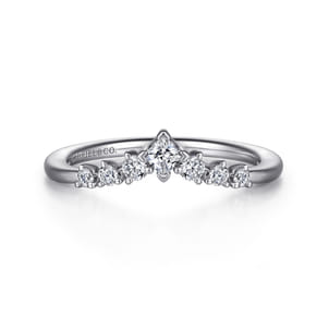 Raine - Curved Platinum Princess Cut and Round Diamond Anniversary Band