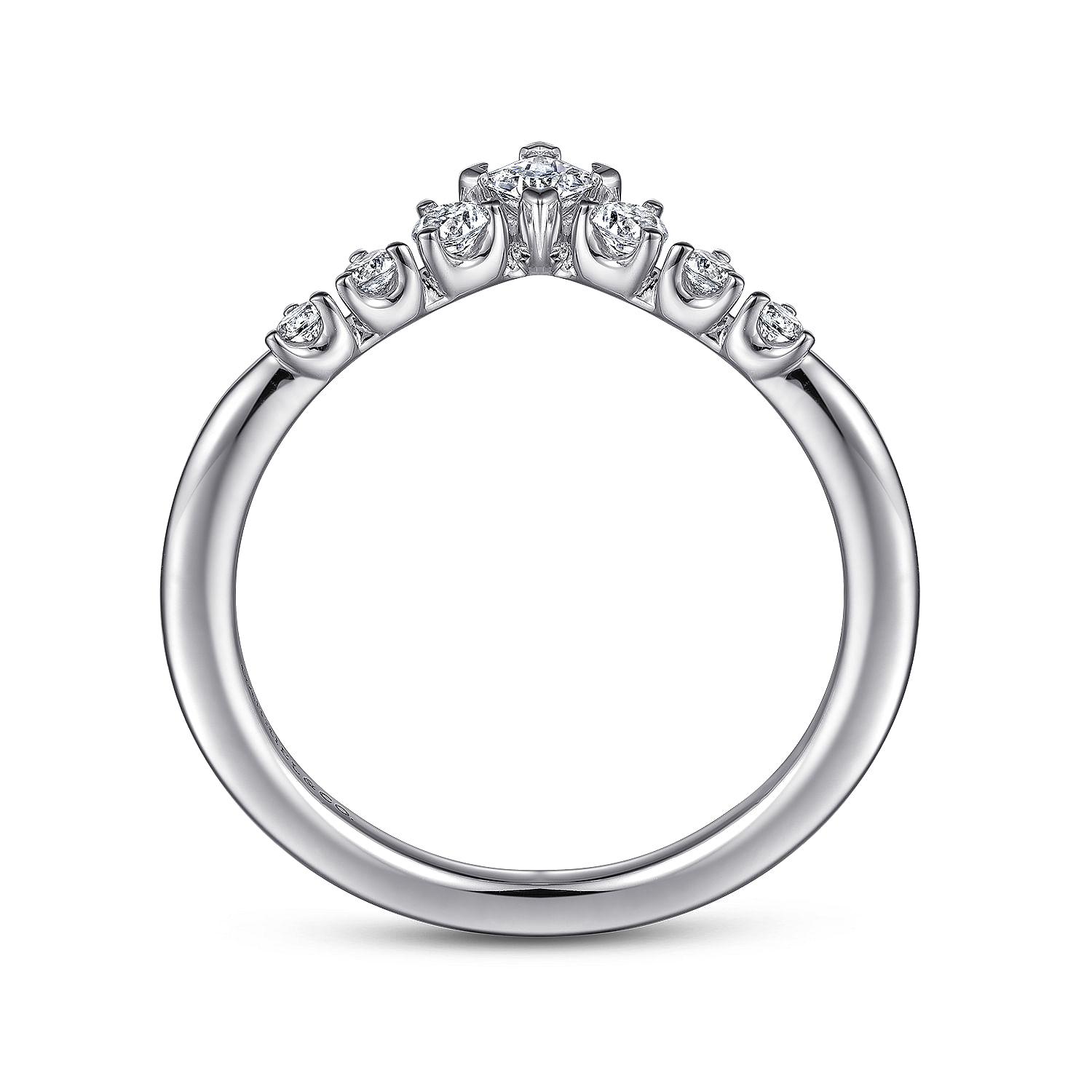 Raine - Curved Platinum Princess Cut and Round Diamond Anniversary Band