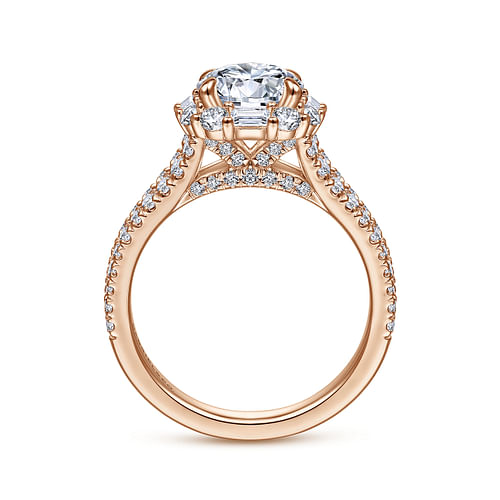Rainier - 14K Rose Gold Cushion Halo Round Diamond Engagement Ring - 1 ct - Shot 2