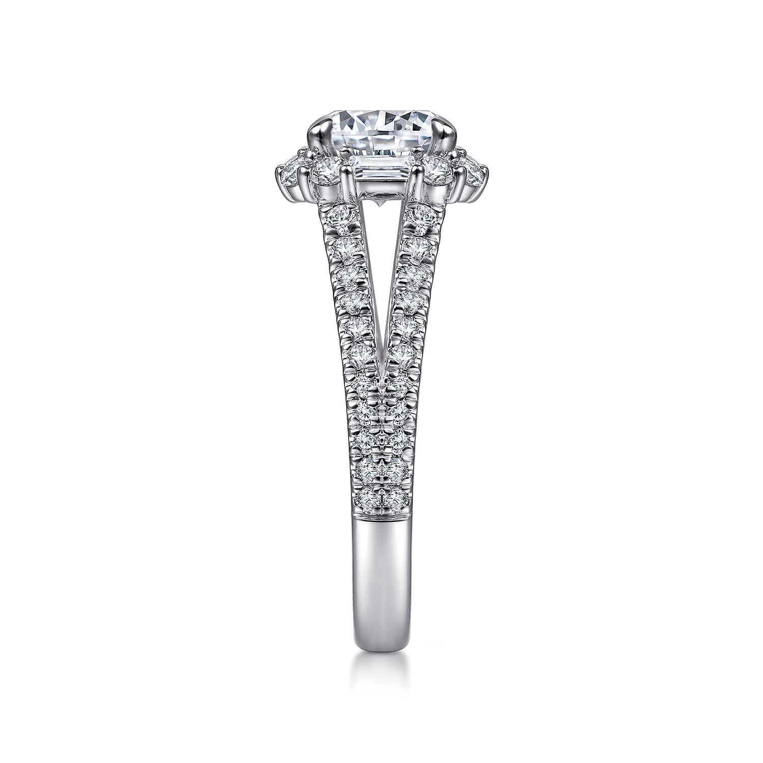 Rainier - 14K White Gold Cushion Halo Round Diamond Engagement Ring
