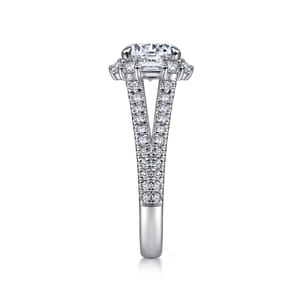 Rainier - 14K White Gold Cushion Halo Round Diamond Engagement Ring