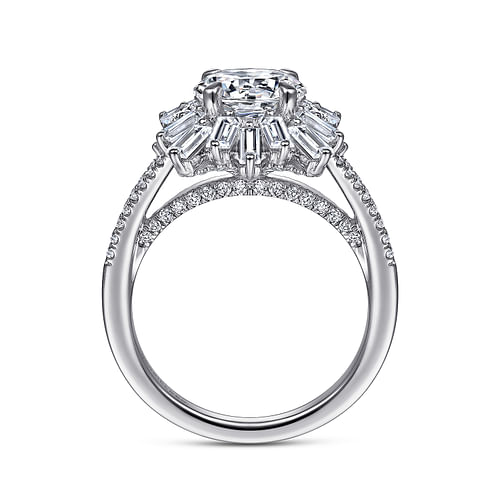 Rapture - Art Deco 14K White Gold Starburst Halo Round Diamond Engagement Ring - 1.49 ct - Shot 2