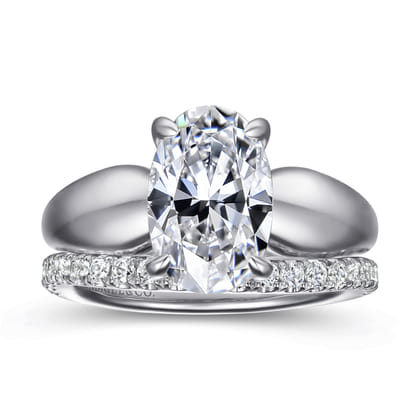 Raven - 14K White Gold Oval Diamond Engagement Ring
