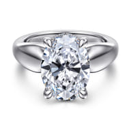 Raven - 14K White Gold Oval Diamond Engagement Ring