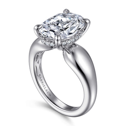 Raven - 14K White Gold Oval Diamond Engagement Ring