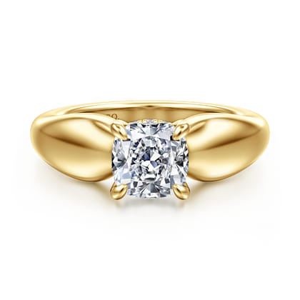 Raven - 14K Yellow Gold Cushion Cut Diamond Engagement Ring