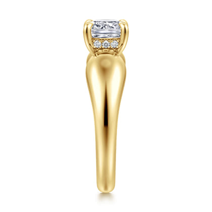 Raven - 14K Yellow Gold Cushion Cut Diamond Engagement Ring