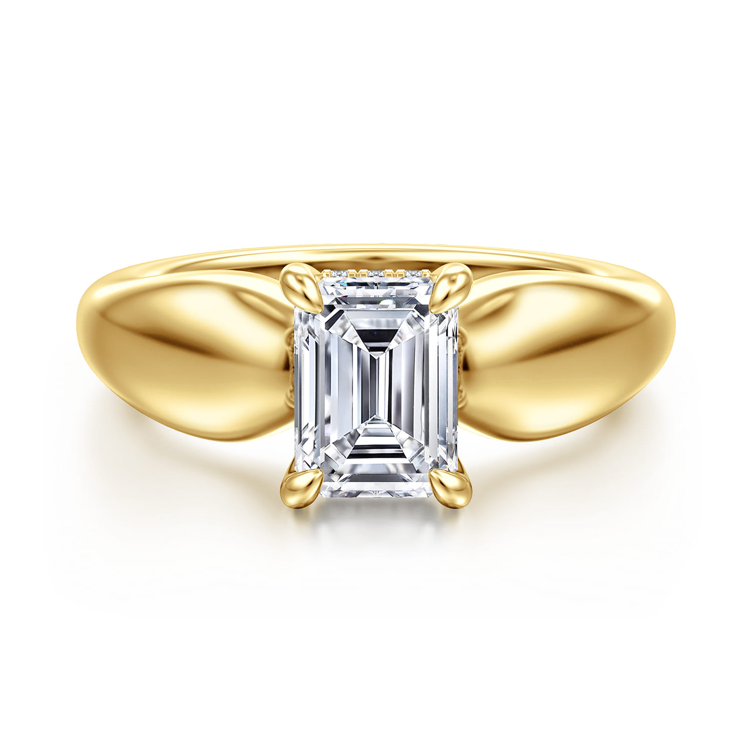 Raven - 14K Yellow Gold Emerald Cut Diamond Engagement Ring