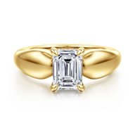Raven - 14K Yellow Gold Emerald Cut Diamond Engagement Ring