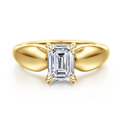 Raven - 14K Yellow Gold Emerald Cut Diamond Engagement Ring