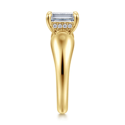 Raven - 14K Yellow Gold Emerald Cut Diamond Engagement Ring