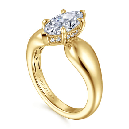Raven - 14K Yellow Gold Marquise Shape Diamond Engagement Ring