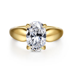 14K Yellow Gold Oval Diamond Engagement Ring