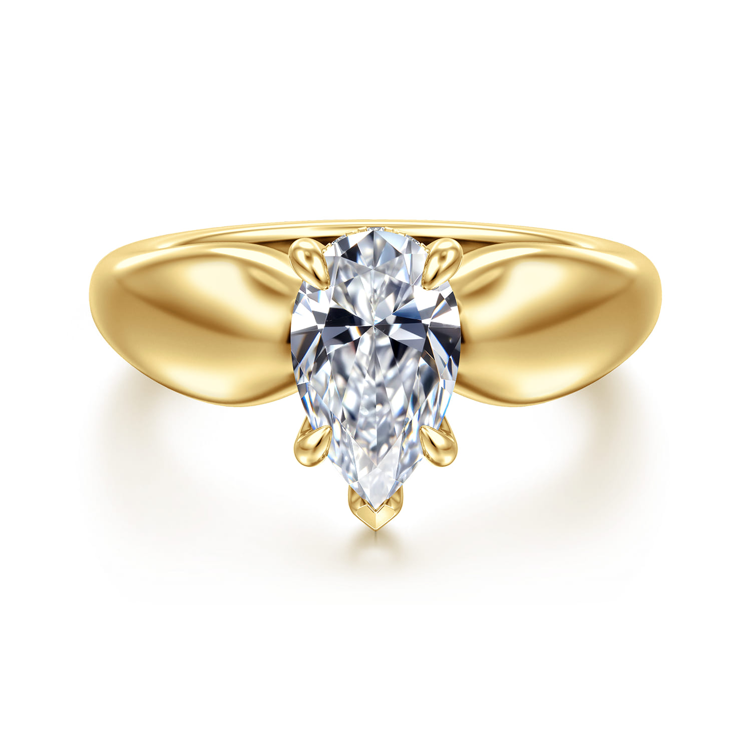 Raven - 14K Yellow Gold Pear Shape Diamond Engagement Ring