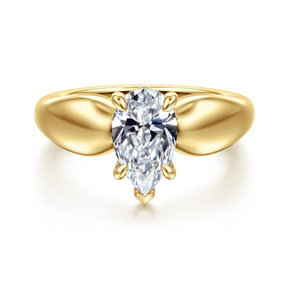 Raven - 14K Yellow Gold Pear Shape Diamond Engagement Ring