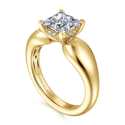 Raven - 14K Yellow Gold Princess Cut Diamond Engagement Ring