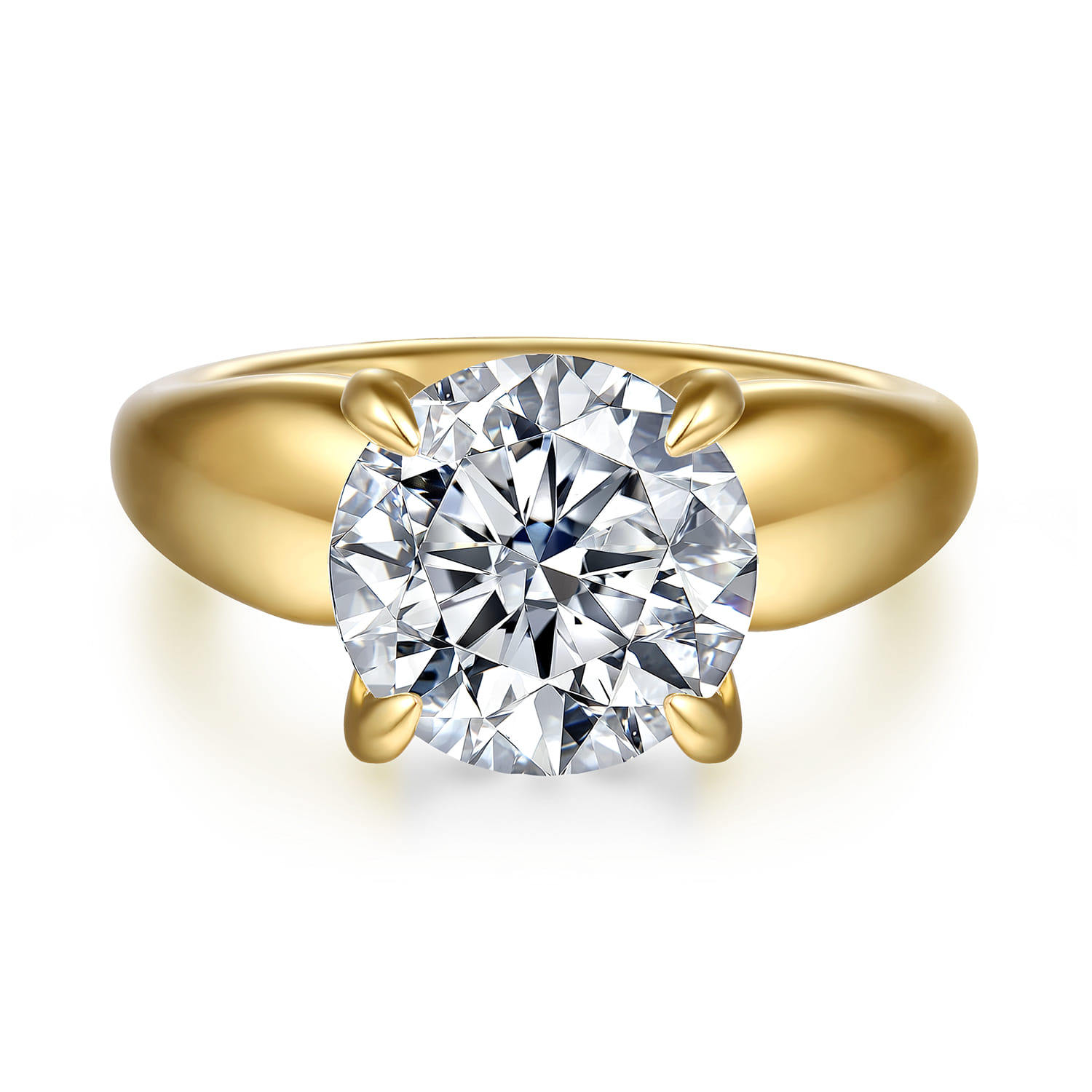 Raven - 14K Yellow Gold Round Diamond Engagement Ring