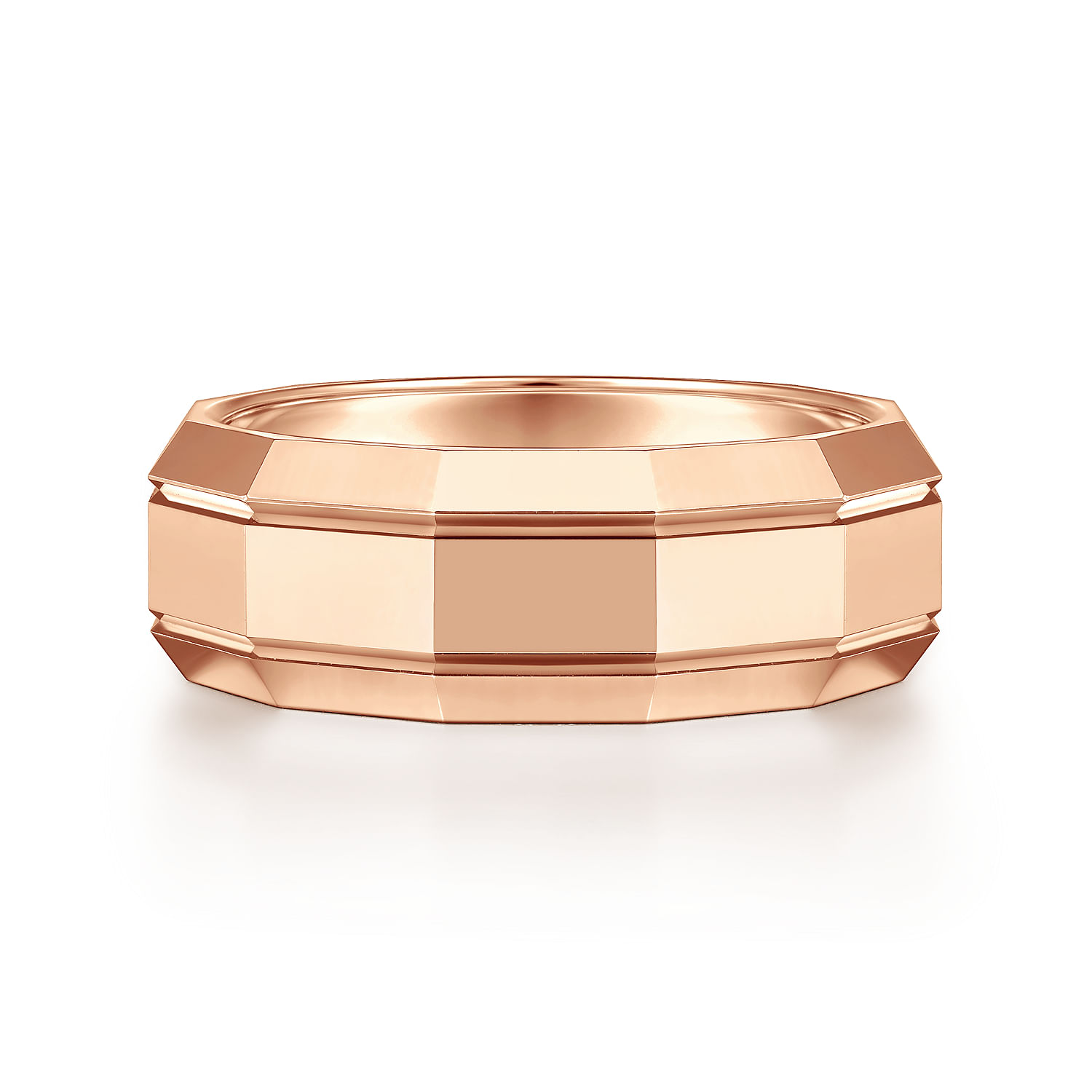 Ray - 14K Rose Gold 8mm - Angular Men's Wedding Band in High Polished Finish
