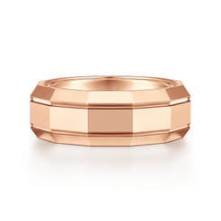Ray - 14K Rose Gold 8mm - Angular Men's Wedding Band in High Polished Finish