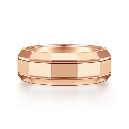 Ray - 14K Rose Gold 8mm - Angular Men's Wedding Band in High Polished Finish