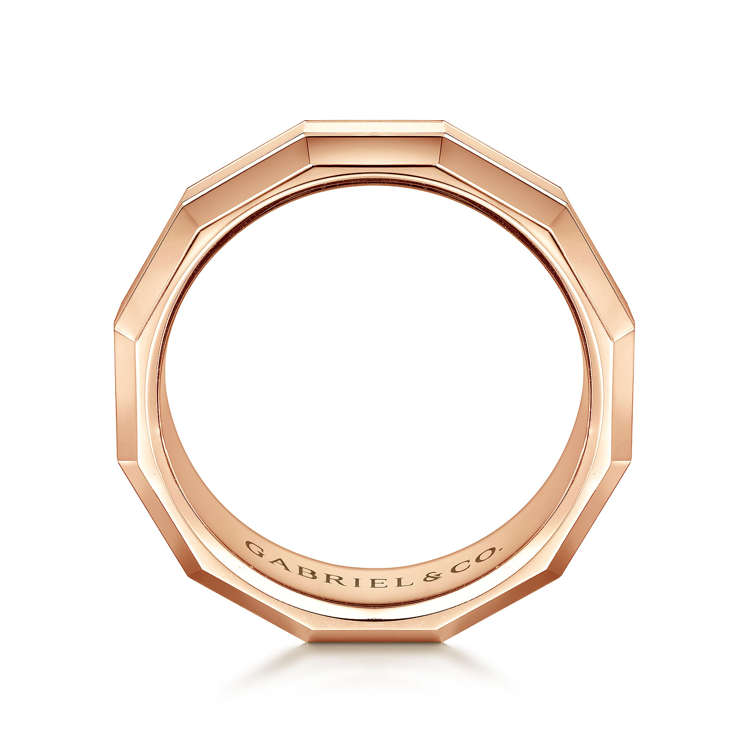 Ray - 14K Rose Gold 8mm - Angular Men's Wedding Band in High Polished Finish