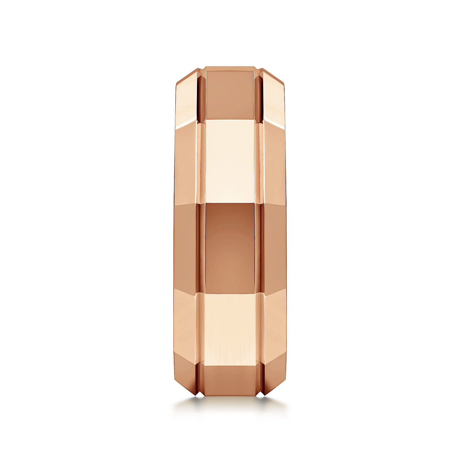 Ray - 14K Rose Gold 8mm - Angular Men's Wedding Band in High Polished Finish - Shot 4