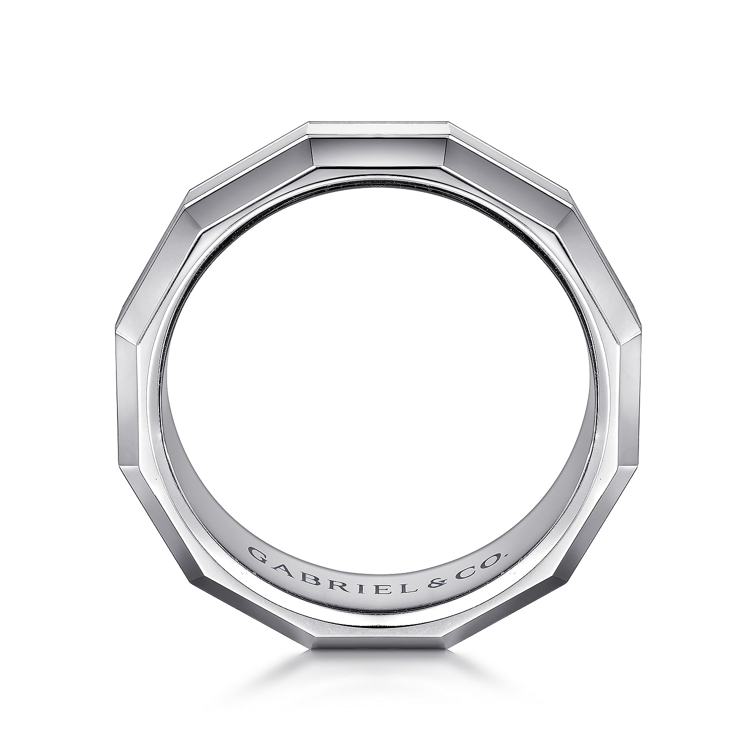 Ray - 14K White Gold 8mm - Angular Men's Wedding Band in High Polished Finish