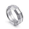 Ray - 14K White Gold 8mm - Angular Men's Wedding Band in High Polished Finish