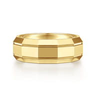 Ray - 14K Yellow Gold 8mm - Angular Men's Wedding Band in High Polished Finish