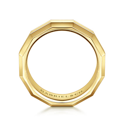 Ray - 14K Yellow Gold 8mm - Angular Men's Wedding Band in High Polished Finish