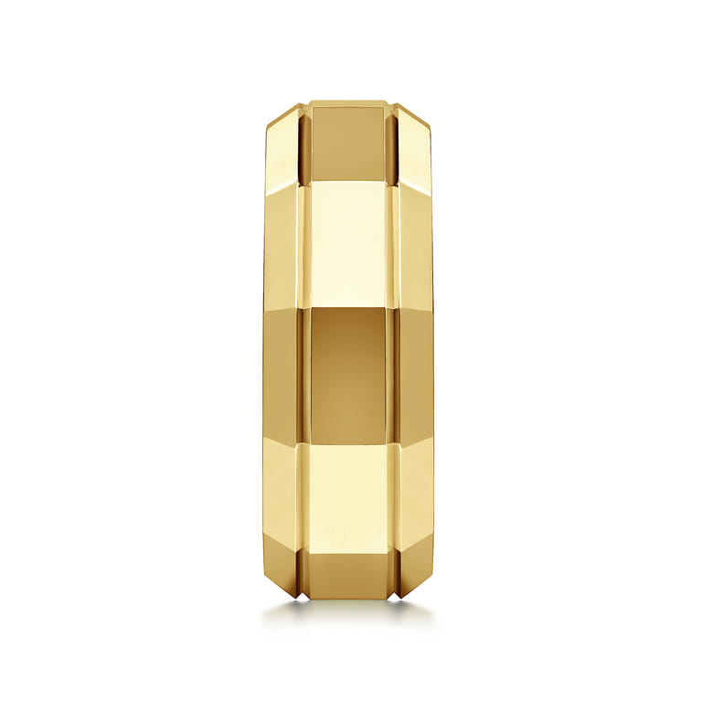 Ray - 14K Yellow Gold 8mm - Angular Men's Wedding Band in High Polished Finish - Shot 4