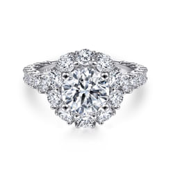 Rayna - 14K White Gold Round Halo Diamond Engagement Ring