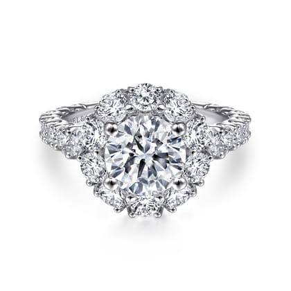 Rayna - 14K White Gold Round Halo Diamond Engagement Ring