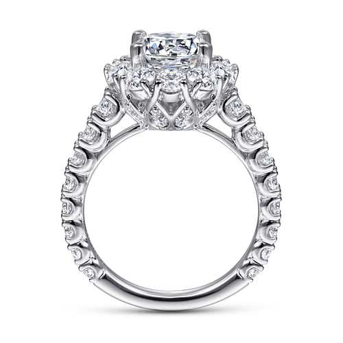 Rayna - 14K White Gold Round Halo Diamond Engagement Ring - 1.95 ct - Shot 2