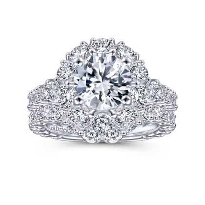 Rayna - 14K White Gold Round Halo Diamond Engagement Ring