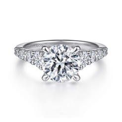 Rease - 14K White Gold Round Diamond Engagement Ring