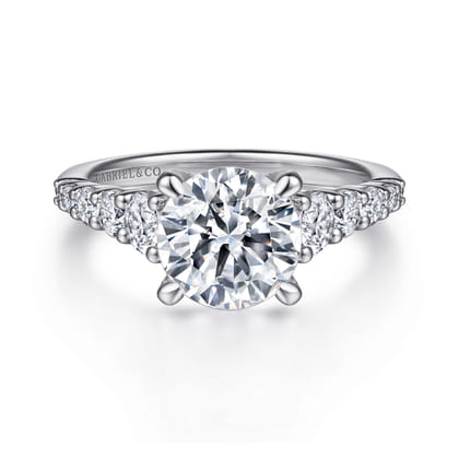 Rease - 14K White Gold Round Diamond Engagement Ring