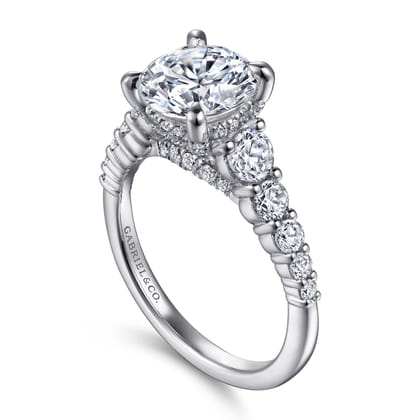 Rease - 14K White Gold Round Diamond Engagement Ring